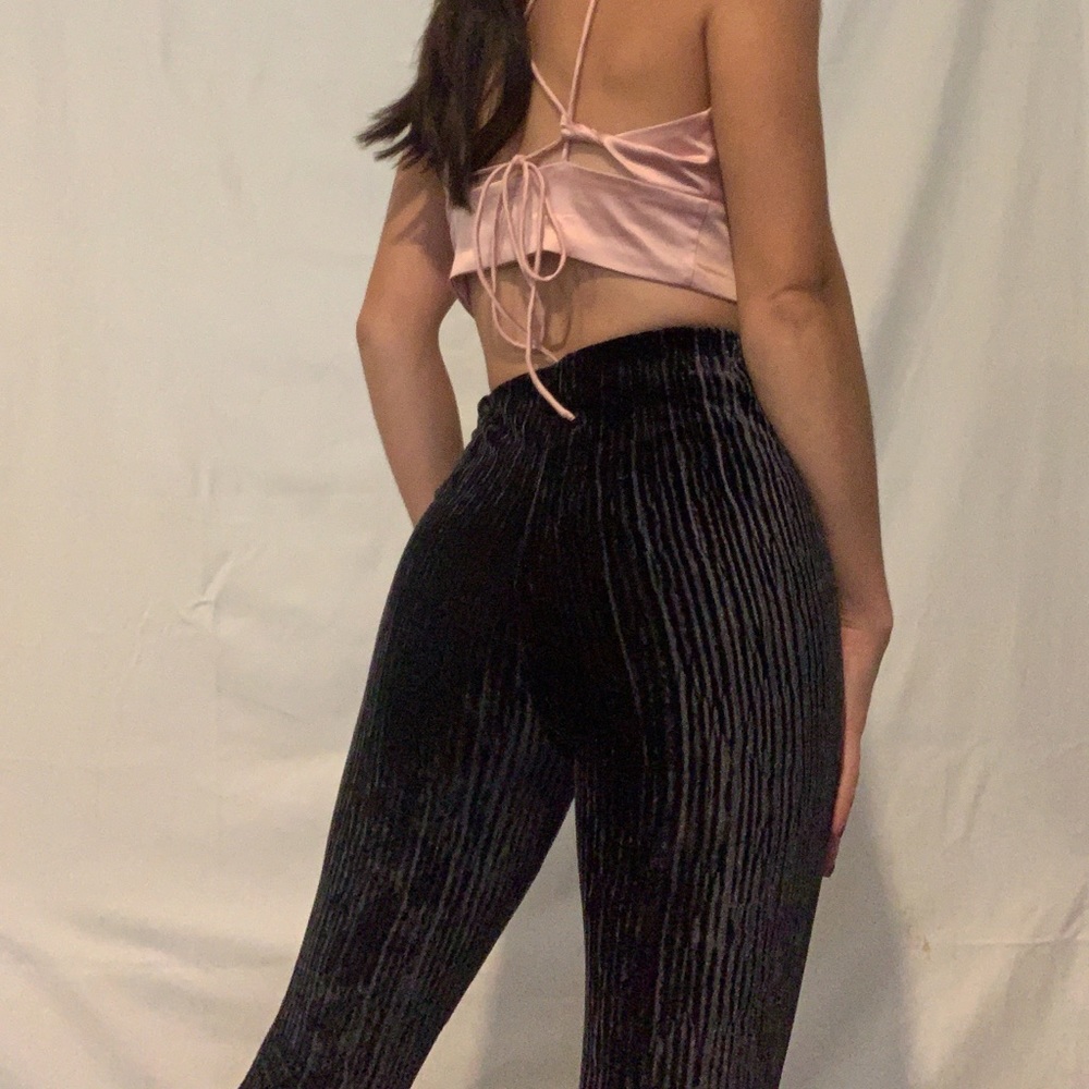 flared velvet urban outfitters black pants